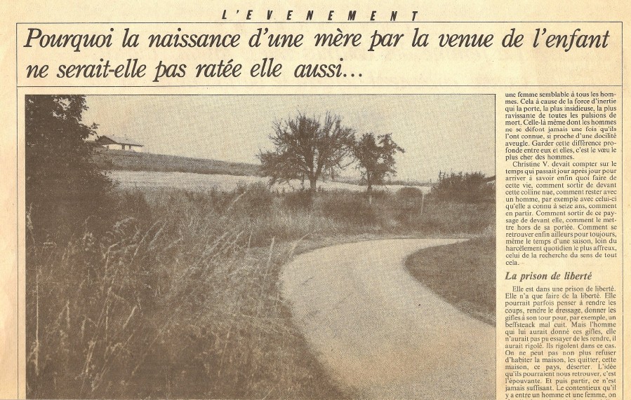 Article de Marguerite Duras sur Christine V. 2